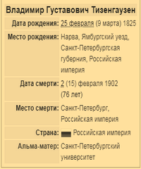 Тизенгаузен, Владимир Густавович